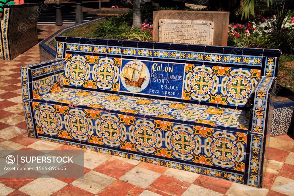 Plaza de los Patos. Santa Cruz de Tenerife.Seville style bench. Garden city