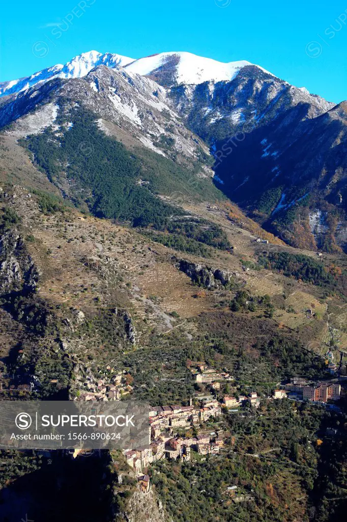 The village of Saorge, Roya valley, Mercantour national park, Alpes-Maritimes, Provence-Alpes-Côte d´Azur, France, Europe