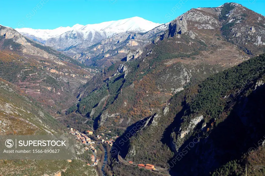 The village of Fontan, Roya valley, Mercantour national park, Alpes-Maritimes, Provence-Alpes-Côte d´Azur, France, Europe