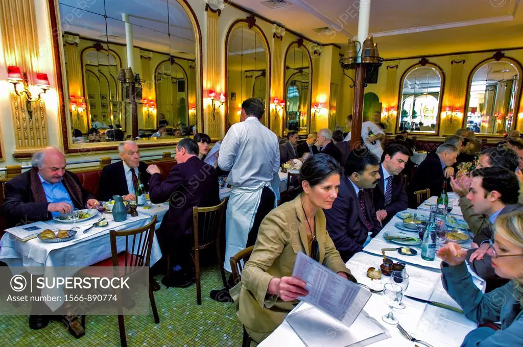 PARIS, France, - Adults Sharing Meals French Bistro Restaurant  Business Lunch at Chez Georges, 1, Rue deu Mail, 75002