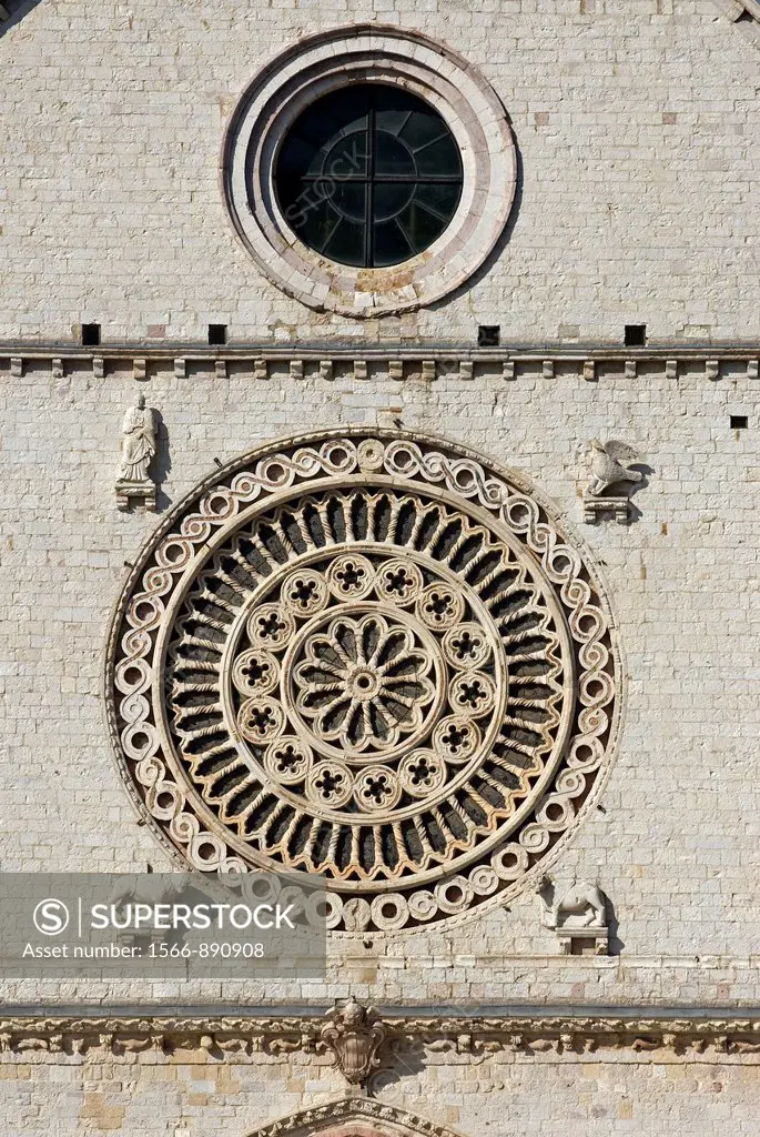 Rose window of St  Francis Basilica, Assisi, Umbria, Italy