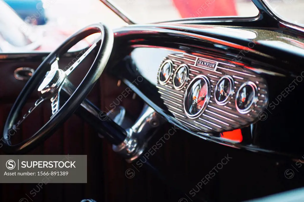interior of vintage automobile