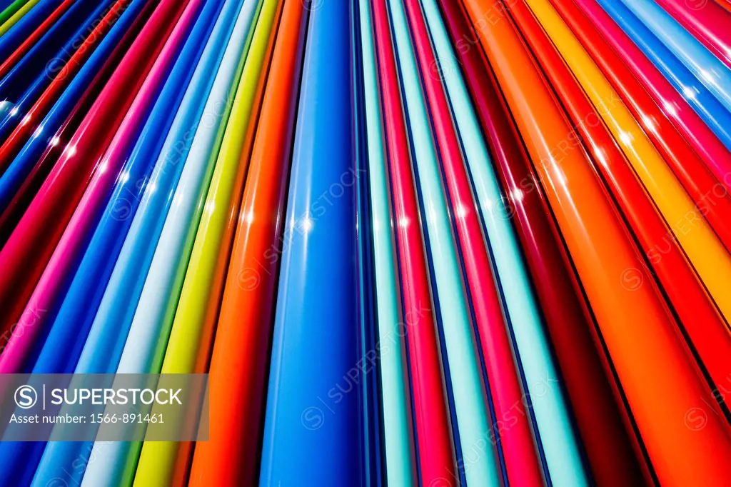 A spectrum of colors in a fan pattern with sunshine sparkles