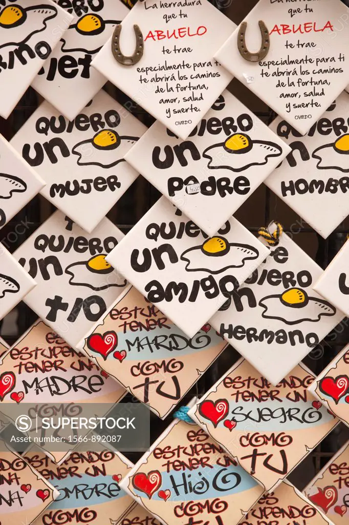 Spain, Asturias Region, Asturias Province, Oviedo, fridge magnets