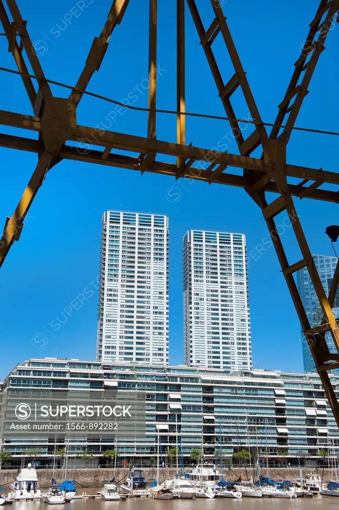 Puerto Madero, Buildings viewed through a crane, Buenos Aires, Argentina