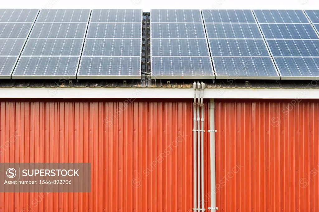 Solar panels on the roof of a barn