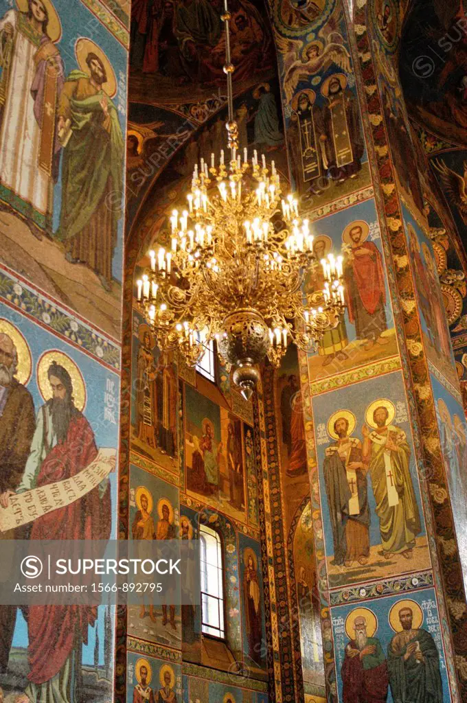 Russia, St  Petersburg,The Church of Our Savior on the Spilled Blood Where Tsar Alexander II was assasinated in 1881, Interior mosaics