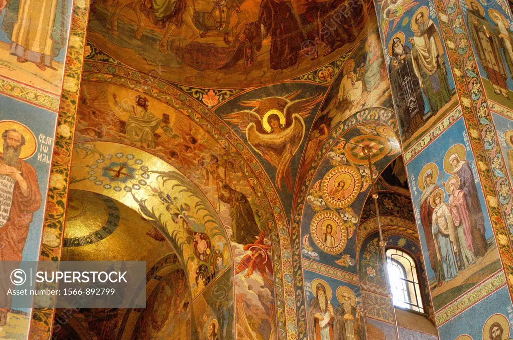 Russia, St  Petersburg,The Church of Our Savior on the Spilled Blood Where Tsar Alexander II was assasinated in 1881, Interior Mosaics