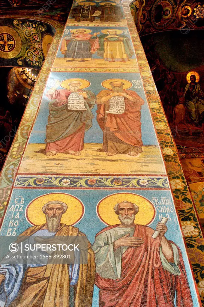 Russia, St  Petersburg,The Church of Our Savior on the Spilled Blood Where Tsar Alexander II was assasinated in 1881, Inner column mosaic