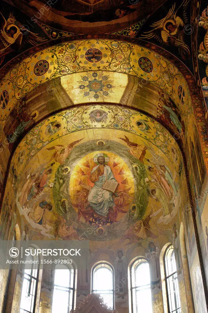 Russia, St  Petersburg,The Church of Our Savior on the Spilled Blood Where Tsar Alexander II was assasinated in 1881, Detail of interior mosaics