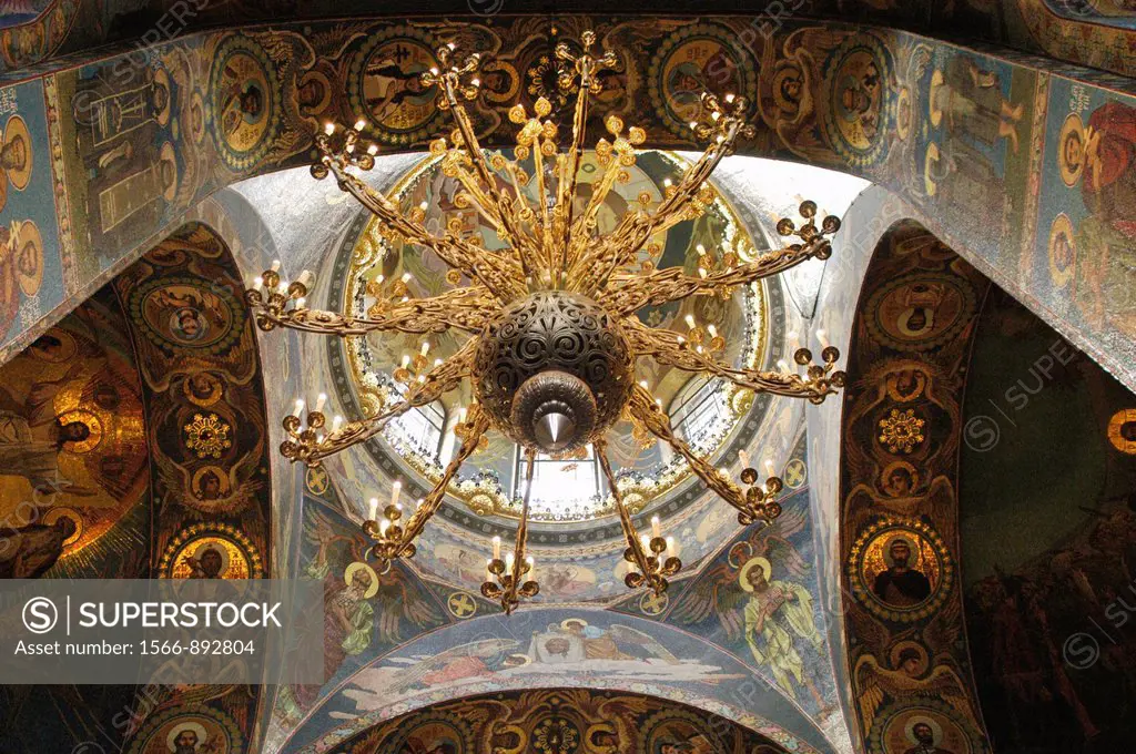 Russia, St  Petersburg,The Church of Our Savior on the Spilled Blood Where Tsar Alexander II was assasinated in 1881, Chandalier
