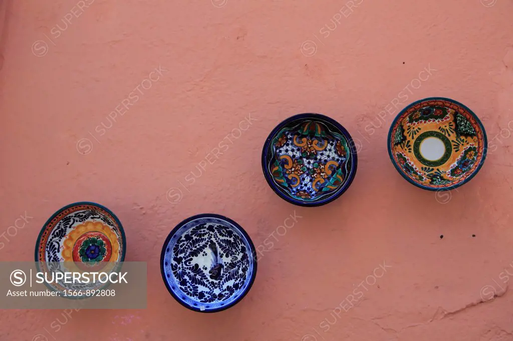 Talavera Pottery, Ceramic bowls, Puebla, Historic Center, Puebla State, Mexico