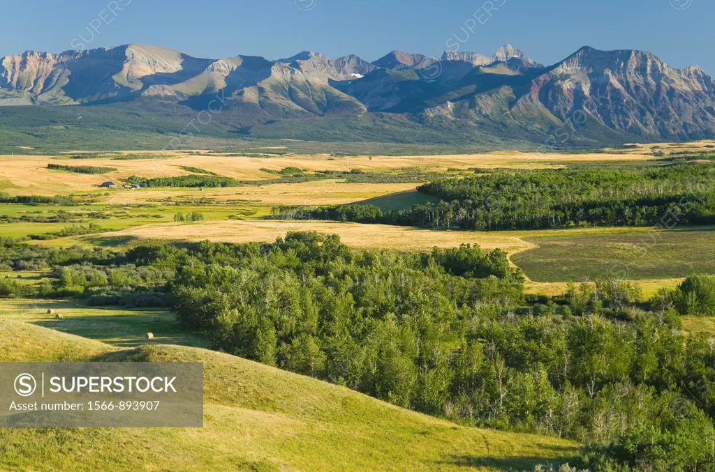 Great Plains prairie meeting the Rocky Mountains at Waterton Lakes National Park, Alberta, Canada