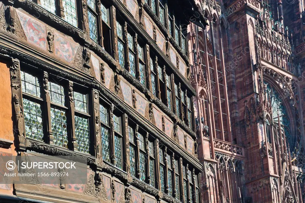 Close up of the historic Kammerzell House, Strasbourg, Alsace, France, Europe