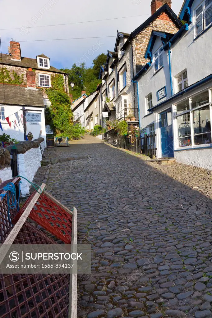 The narrow cobbled streets of Clovelly, North Devon, England, UK, Europe
