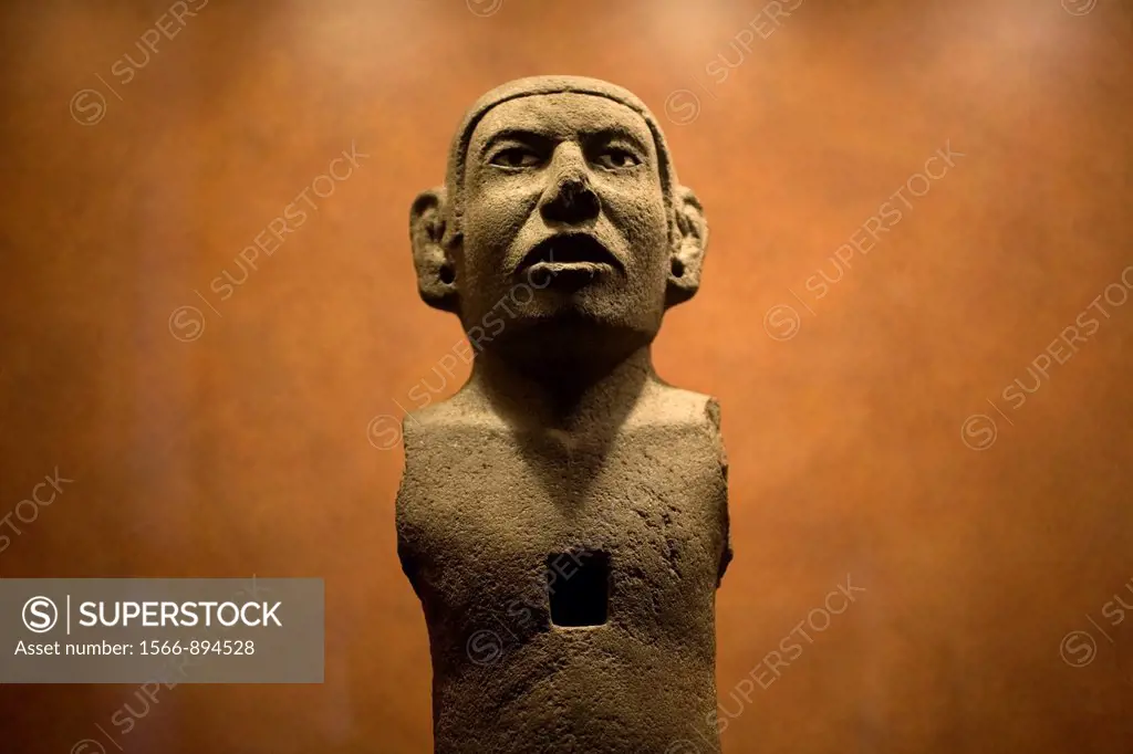 A Mexica sculpture representing a man is displayed in the National Museum of Anthropology in Mexico City, December 1, 2011  The National Museum of Ant...