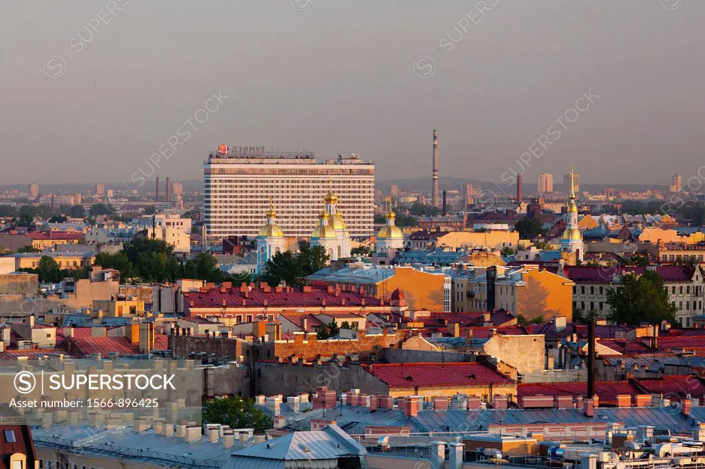 Russia, Saint Petersburg, Center, elevated city view from Saint Isaac Cathedral, dusk