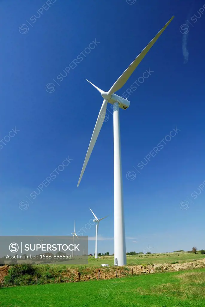 Wind turbines in french countryside, Lorraine region, France