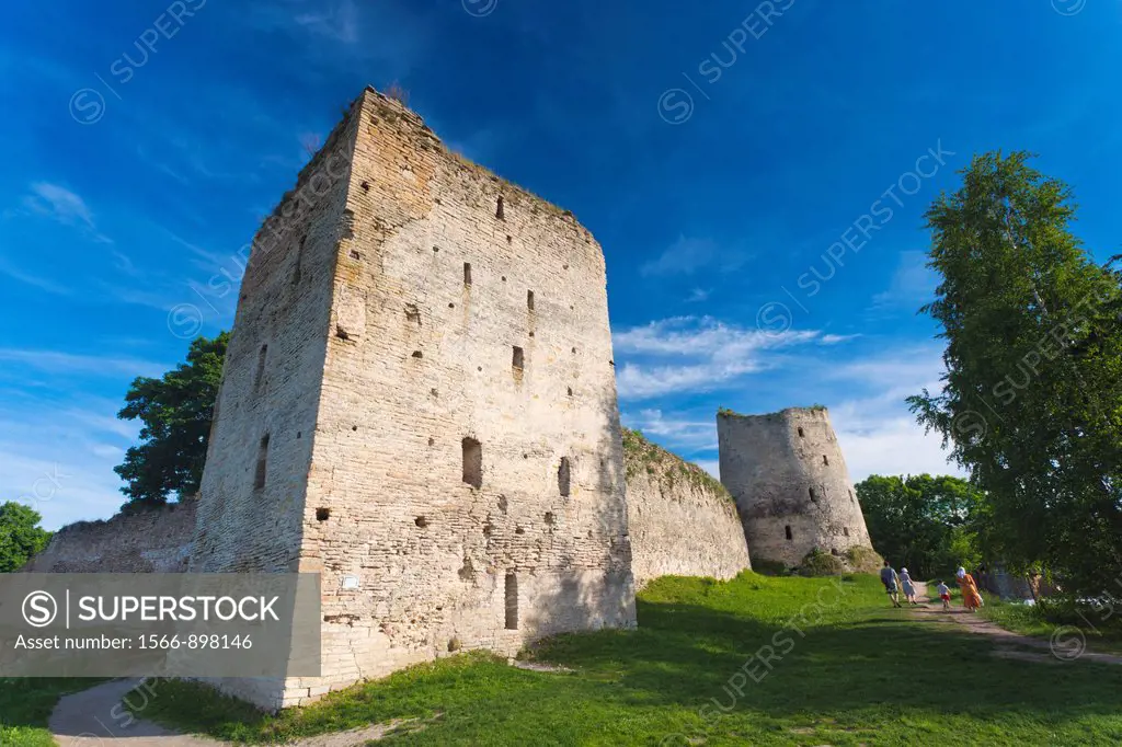 Russia, Pskovskaya Oblast, Stary Izborsk, ruins of the oldest stone fortress in Russia