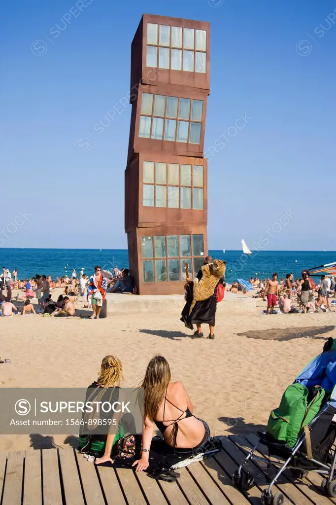Rebecca Horn´s sculpture. The Wounded Star´ L´Estel Ferit on Barceloneta Beach Barcelona Spain