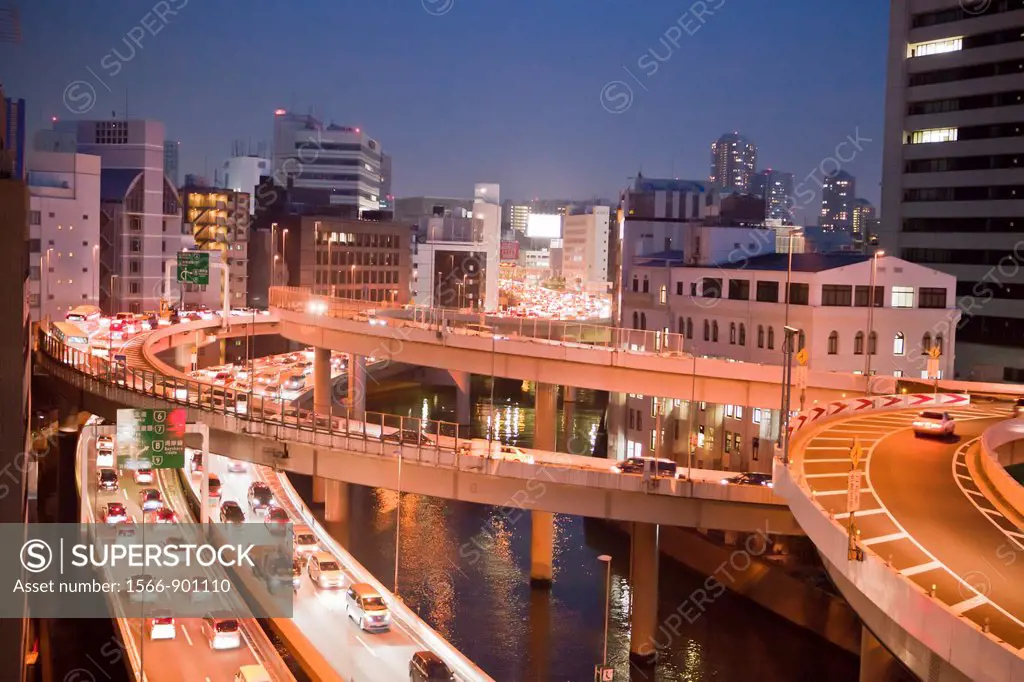 Japan-Tokyo City-Nihonbashi-Shuto Expressway Crossing