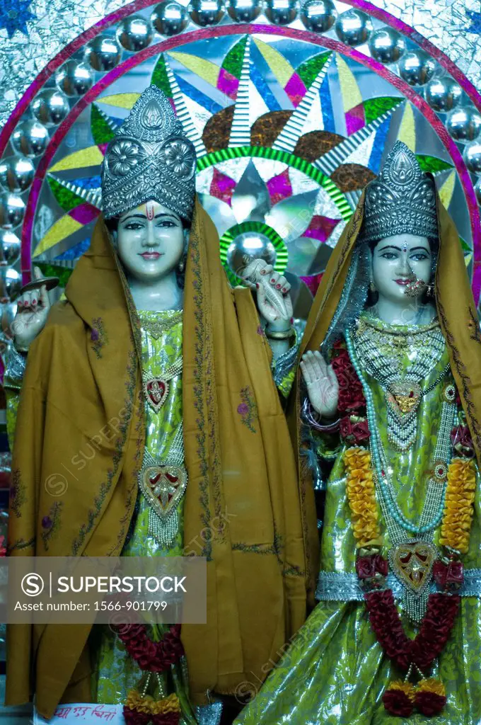 Krishna and Rada statues, Hindu temple, Chandigarh, India