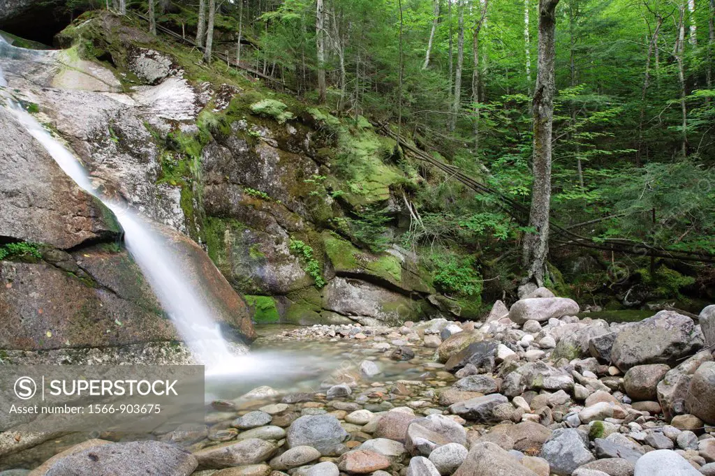 Lafayette Brook Scenic Area - Lafayette Brook Falls during the summer months  This waterfall is located along Lafayette Brook in the White Mountains, ...