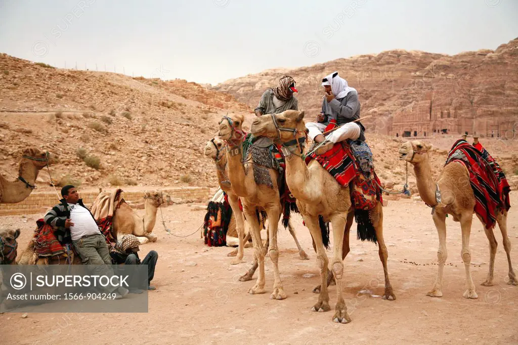 Bedouin men with their camels, Petra, Jordan