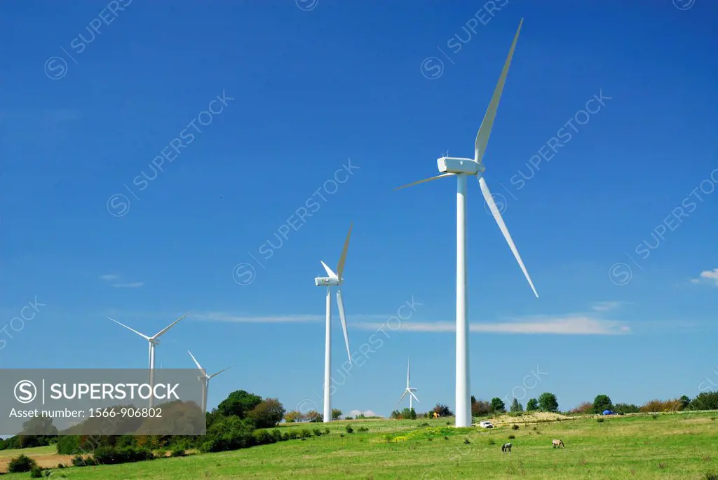 Wind turbines in french countryside, Lorraine region, France
