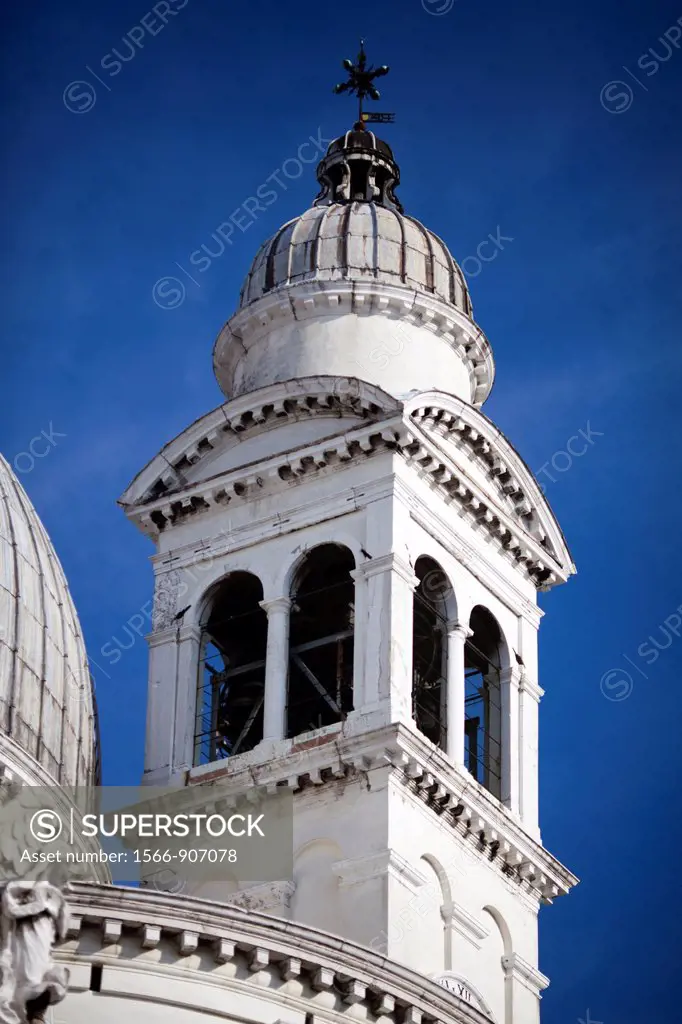 Detail of a bell tower, La Salute church, Venice, Italy
