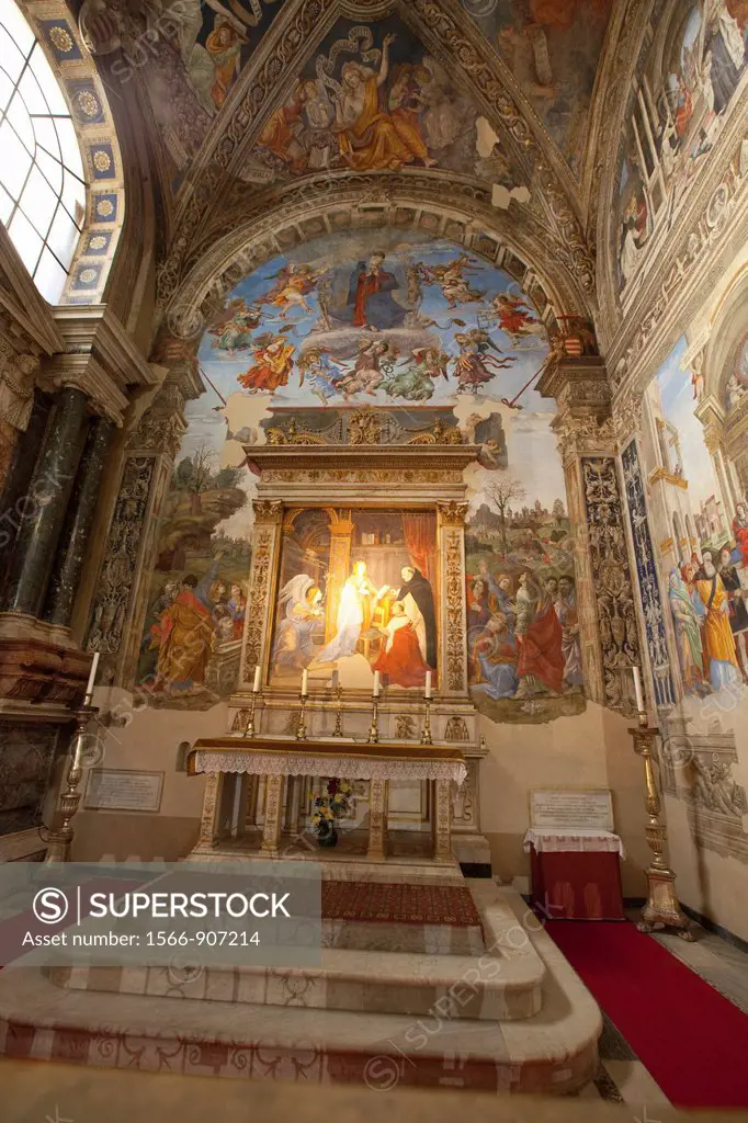 The Carafa Chapel painted by Filippino Lippi in the Basilica of Saint Mary Above Minerva, Rome, Lazio, Italy, Europe