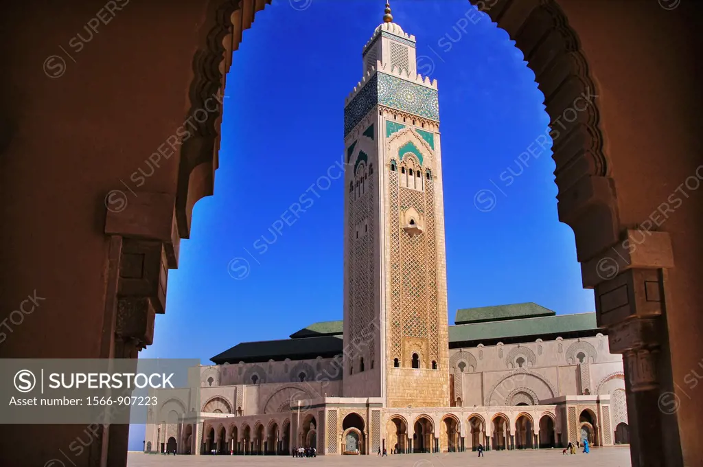 Morocco- The Hassan II Mosque Arabic:    is a religious buildings in Casablanca, Morocco, the largest mosque in the country and the fifth largest mosq...