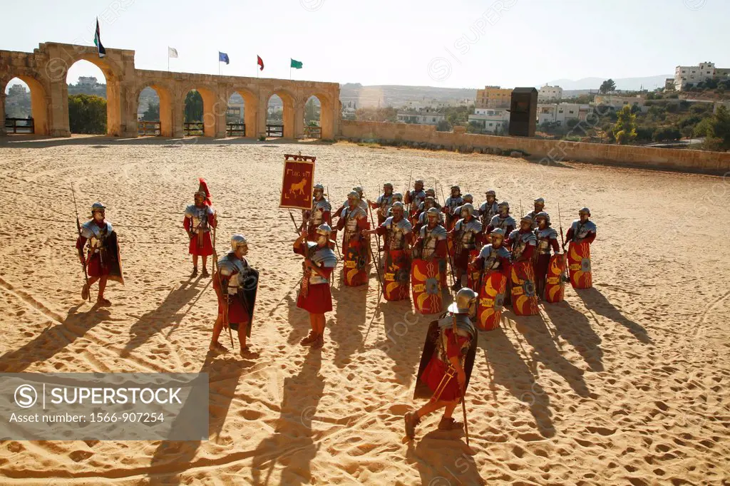 Roman Army show at the Hippodrome, Jerash, Jordan