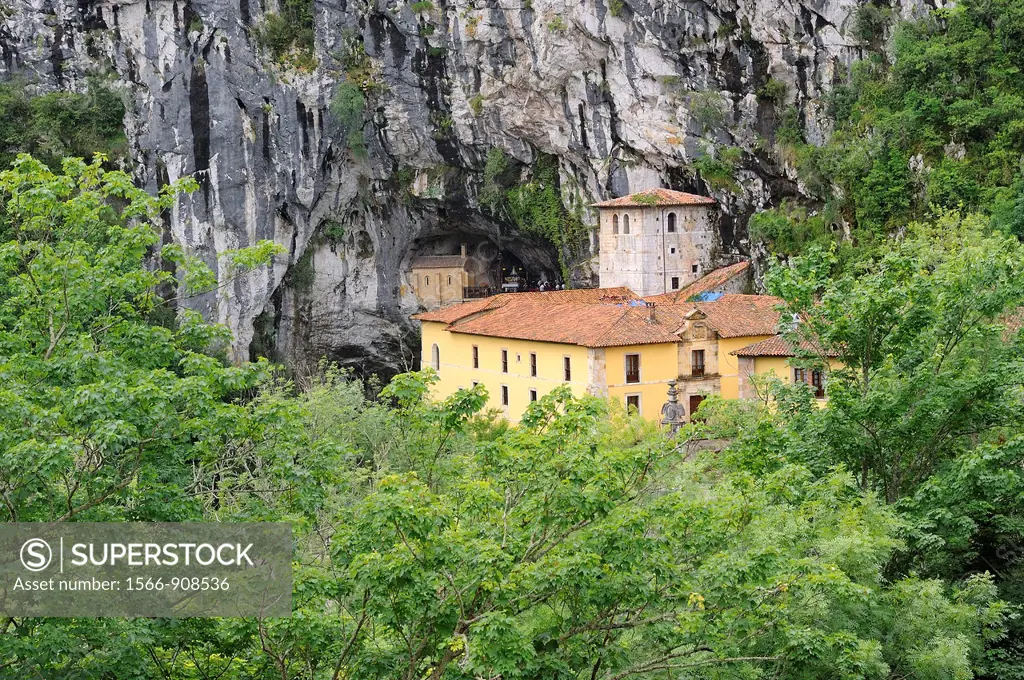 Spain, Asturias, Picos de Europa National Park, Covadonga, Shrine of the virgin Mary   Legend has it that in the 8th century, the Virgin blessed Astur...