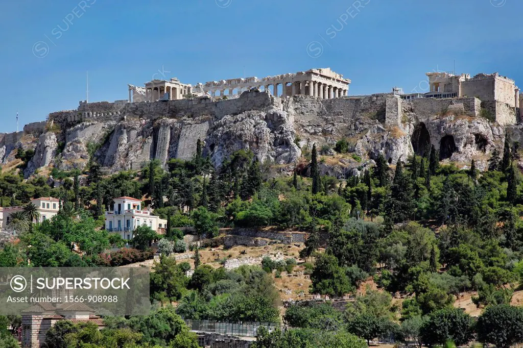 View of the Acropolis from the Ancient Agora in Athens, Greece