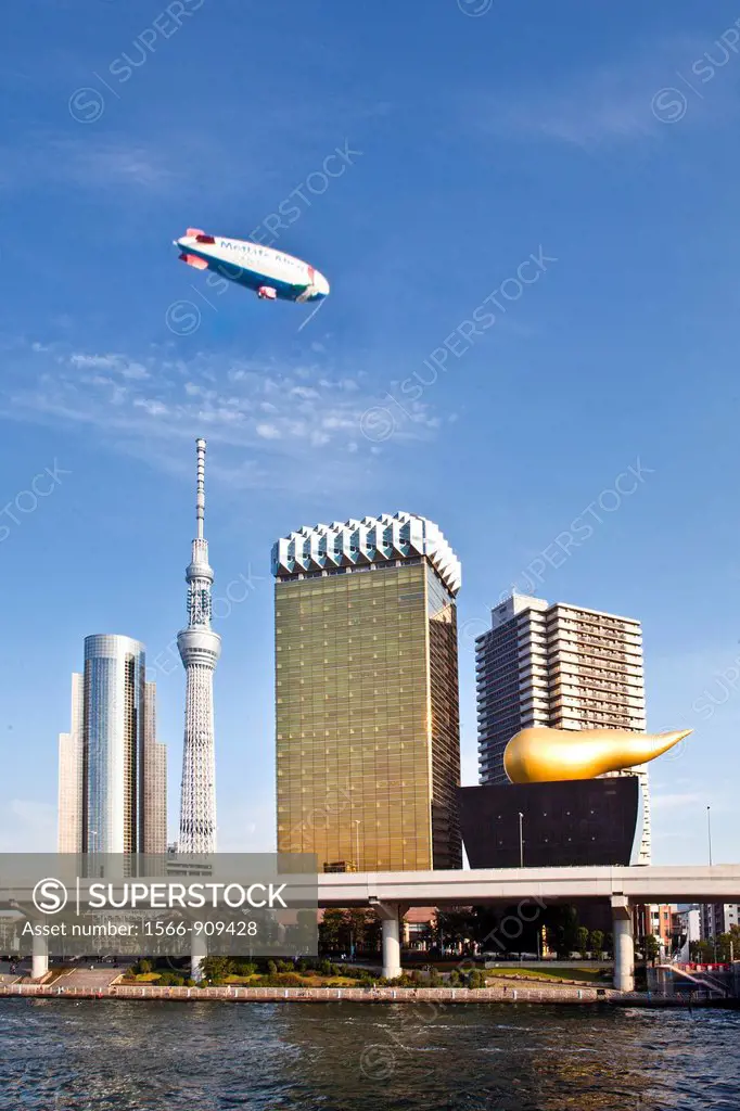 Japan-Tokyo City-Asakusa District-Asakusa District-Sumida River-Asakusa skyline with Sky Tree Tower