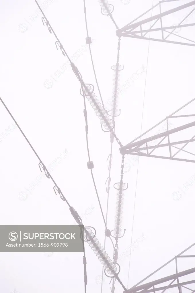 Power Pylon in fog, Stockholm, Sweden