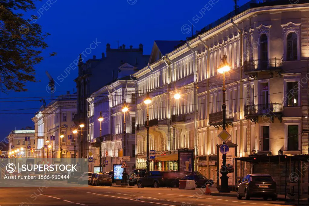 Russia, Saint Petersburg, Center, Admiraltevsky Prospekt, evening