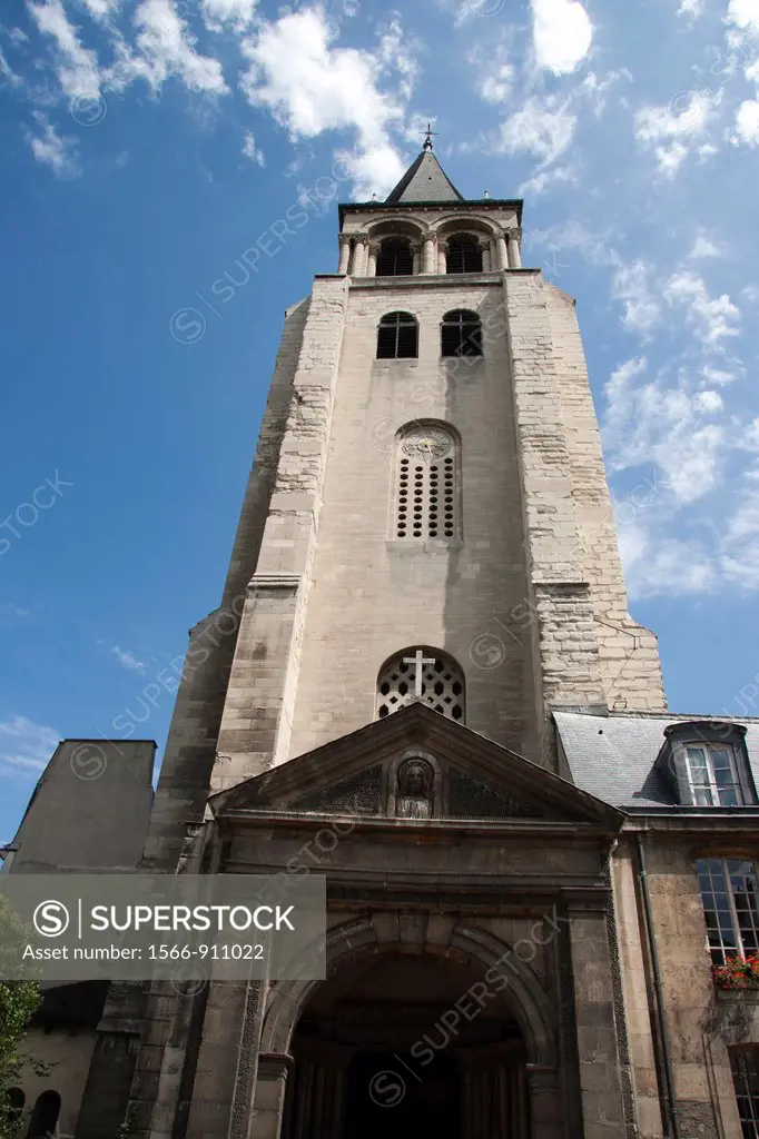 Bell tower of Saint-Germain des Pres church, Paris, France