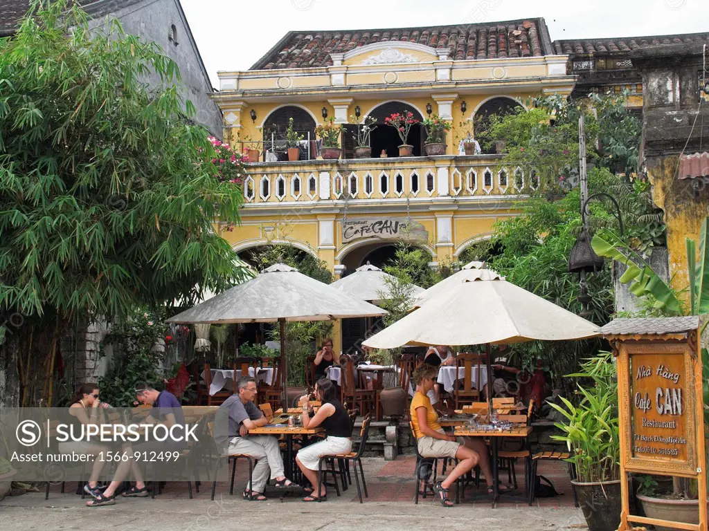 Outdoor dining is a popular in Hoi An colonial historic town mid Vietnam