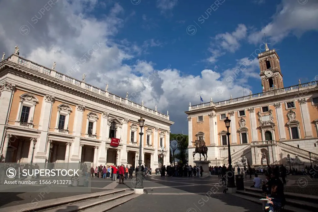 Capitoline Museums and Palazzo Senatorio, Piazza del Campidoglio, Capitoline hill, roma, Lazio, Italy, Europe