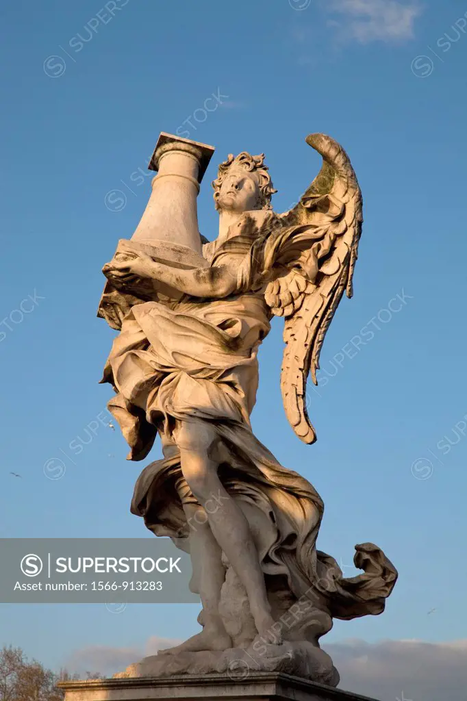 Angel statue decorating Sant´Angelo bridge, Rome, Lazio, Italy, Europe