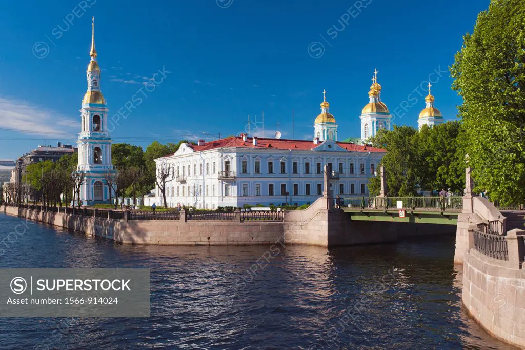 Russia, Saint Petersburg, Mariinsky, Nikolsky Cathedral and Kryukov Canal