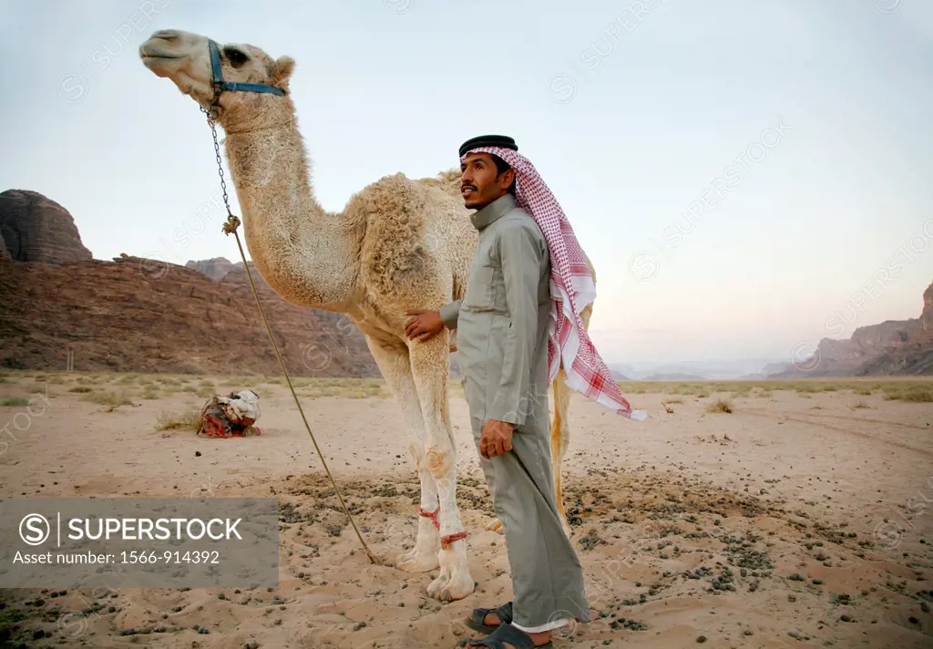Bedouin man and his camel, Wadi Rum, Jordan