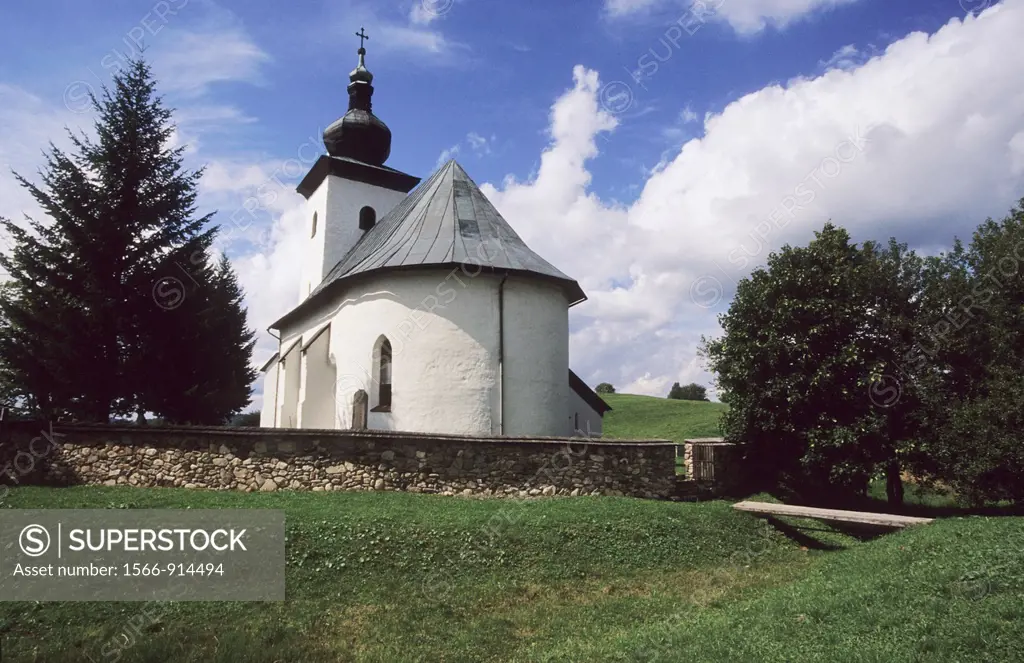 Isolated gothic church dedicated to St  John the Baptist, located at the geographical center of Europe, Kremnicke Bane, Slovakia