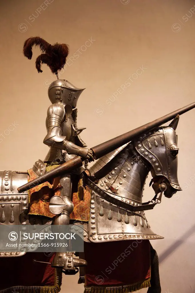 Spain, Castilla y Leon Region, Segovia Province, Segovia, The Alcazar, suits of armor
