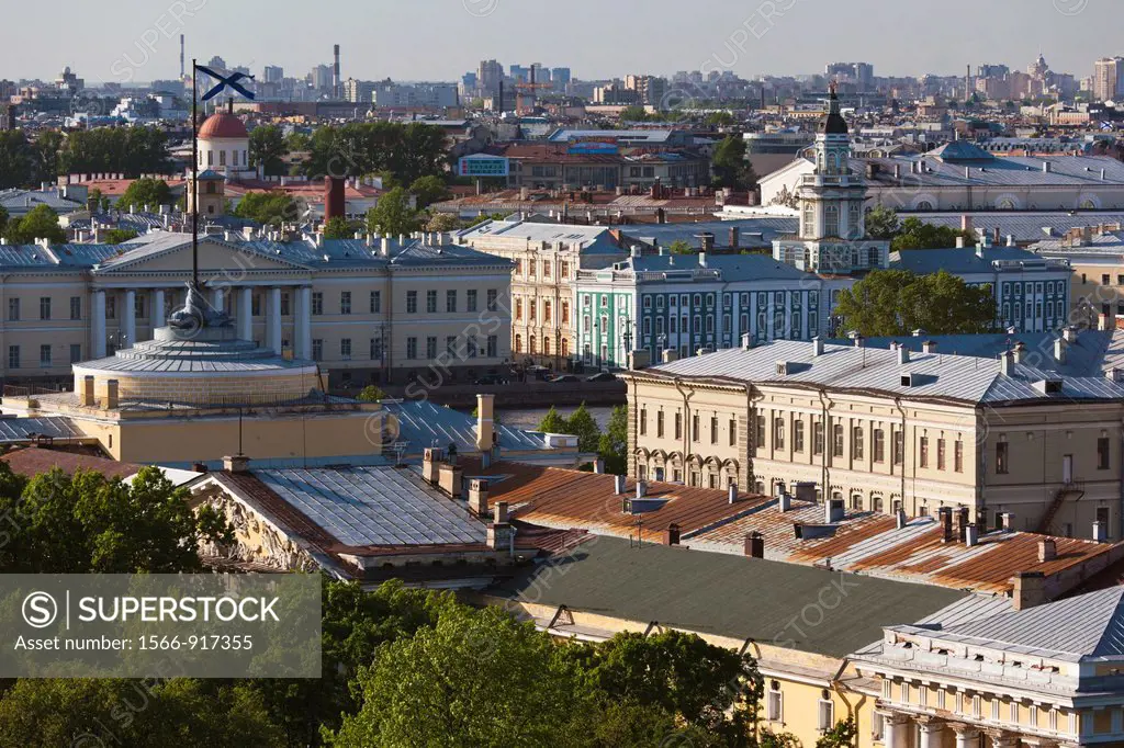 Russia, Saint Petersburg, Center, elevated view towards Neva River from St  Isaac Cathedral