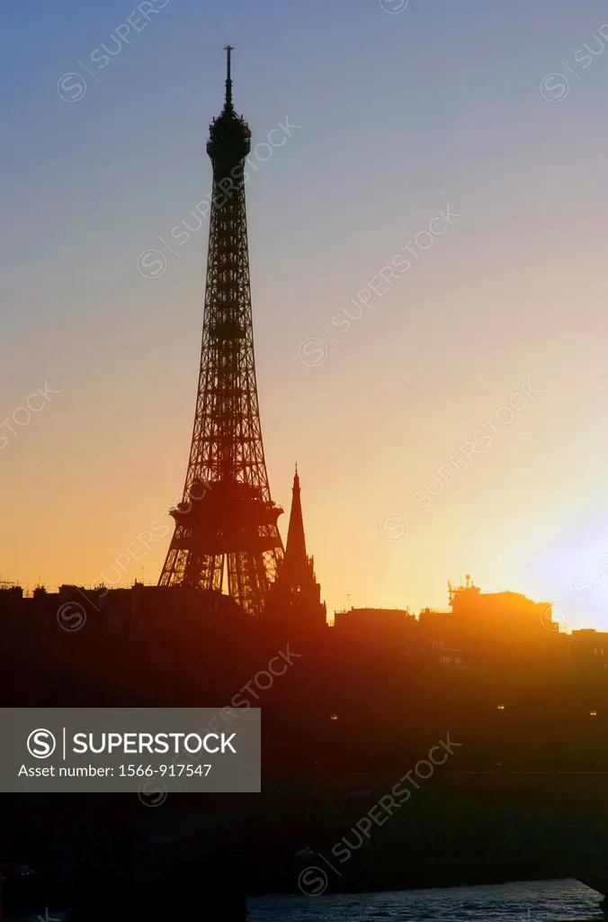 Seine river and Tour Eiffel at sunset, Paris, France