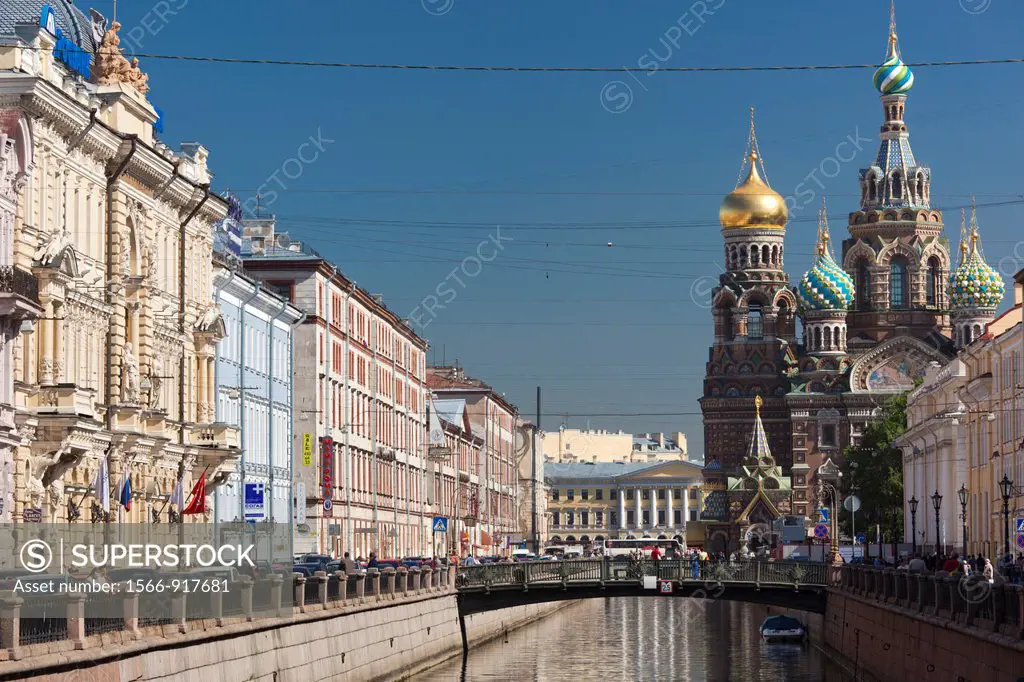 Russia, Saint Petersburg, Center, Church of the Saviour of Spilled Blood on Griboedov Canal, exterior