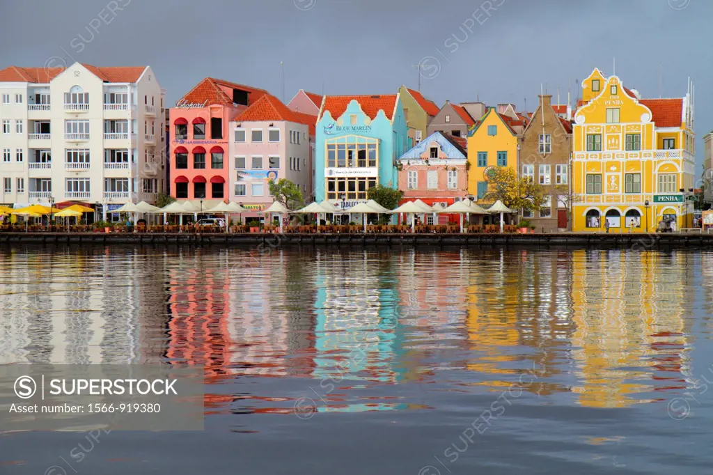 Curaçao, Netherlands Antilles, Dutch, Willemstad, Punda, St  Sint Anna Bay, Handelskade, waterfront, UNESCO World Heritage Site, colonial architecture...